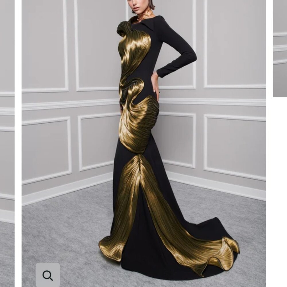 Fouad Sarkis - Long sleeve maxi couture dress